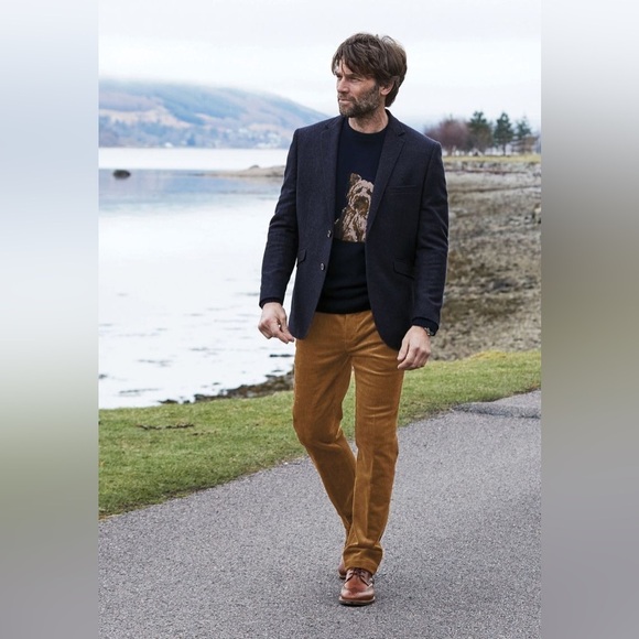 M. Gordon Men’s Vintage Corduroy Pleated Pants W34 L34 Bear Brown 5 Pockets NWT - Picture 1 of 16